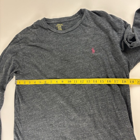Polo Ralph Lauren Small T Shirt Long Sleeve Dark Heather Gray Crewneck Cotton - Picture 6 of 7